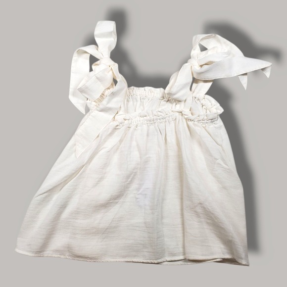 Outerknown Oasis Top Womens Medium White Bows Organic Cotton Boho Beach Coastal - Picture 5 of 12